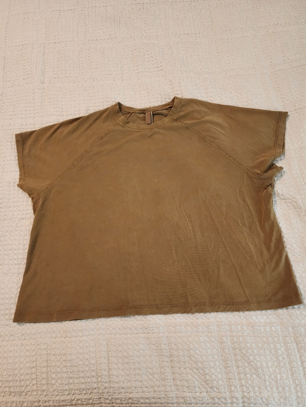 Skims Ribbed Knit Firm Support Olive Green Crew Neck Tee 3X Capsule Wardrobe